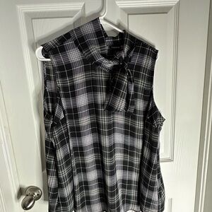 Torrid Black and White Checkered Blouse